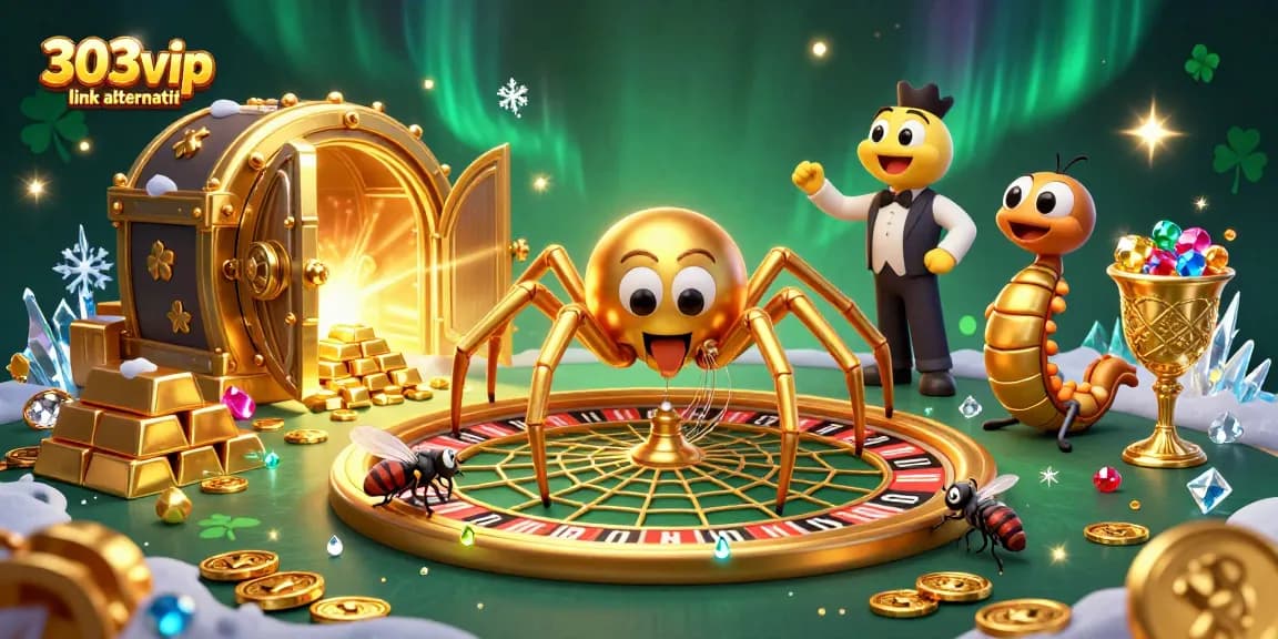 Engage with 303vip link alternatif for thrilling casino adventures featuring a golden spider at the roulette
