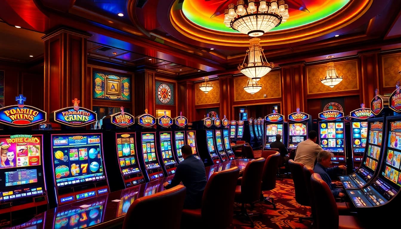 Engaged players enjoying a pragmatic slot experience in a vibrant casino setting.