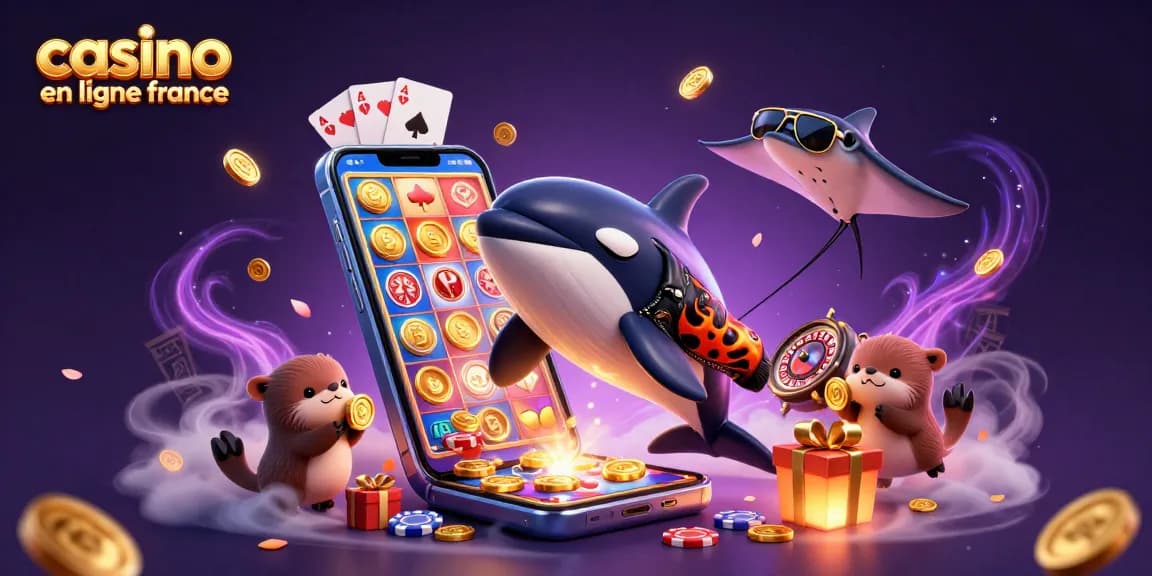 Découvrez les jeux excitants de casino en ligne France avec une illustration colorée et dynamique.