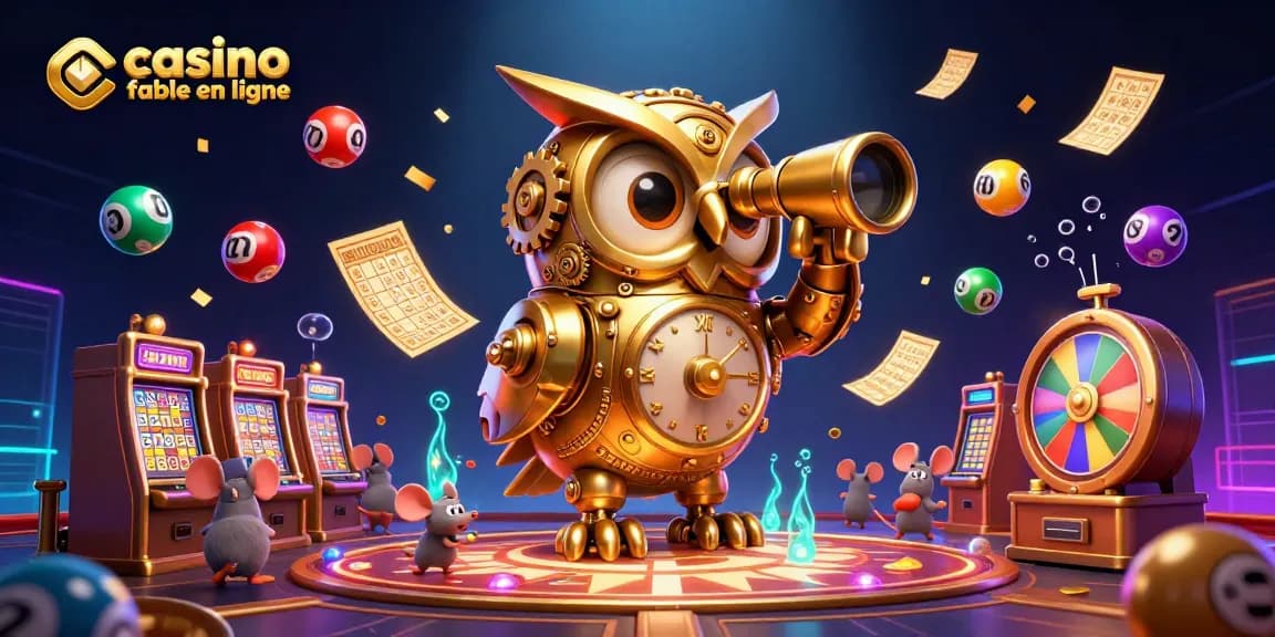 Promotion de casino fiable en ligne avec des éléments de loterie dynamiques et colorés.