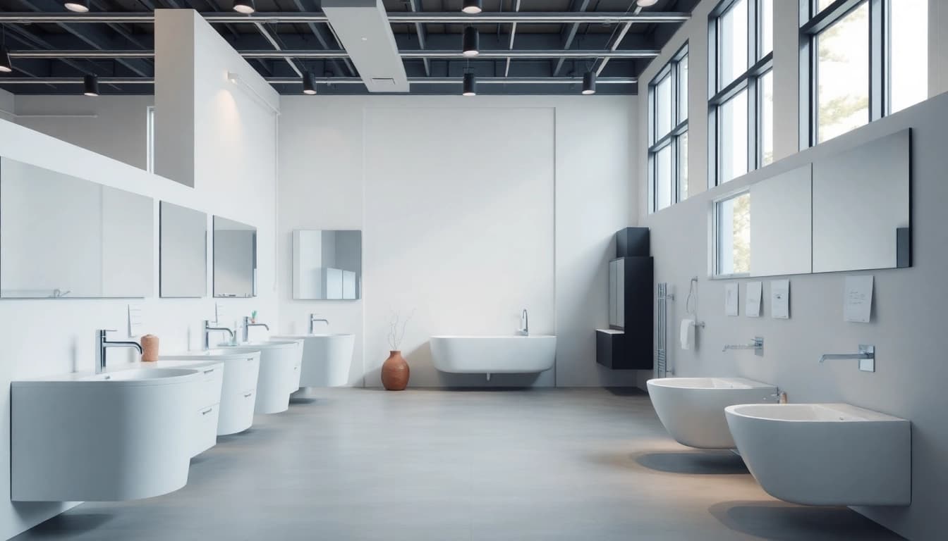 Sanitäre Lösungen von sonni sanitär GmbH in modernem Ausstellungsraum präsentiert.