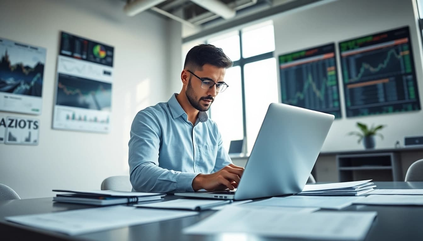 Engaging in US stock trading In Saudi Arabia with a professional trader analyzing market trends.