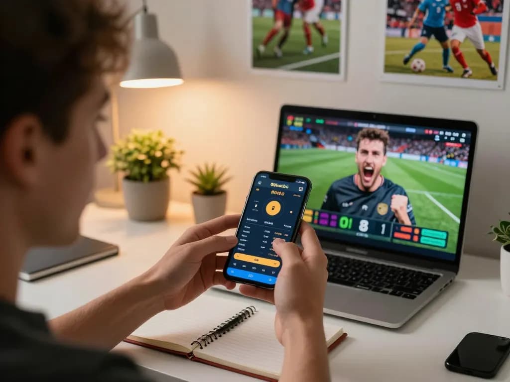 Player engaging with the 8kbetbh app during an exciting sports betting session.