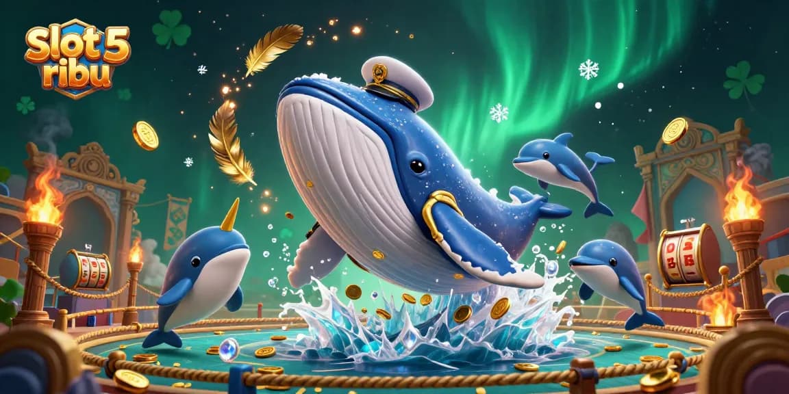 Experience thrilling jackpots with slot 5 ribu amidst a whimsical scene of cartoon marine life.