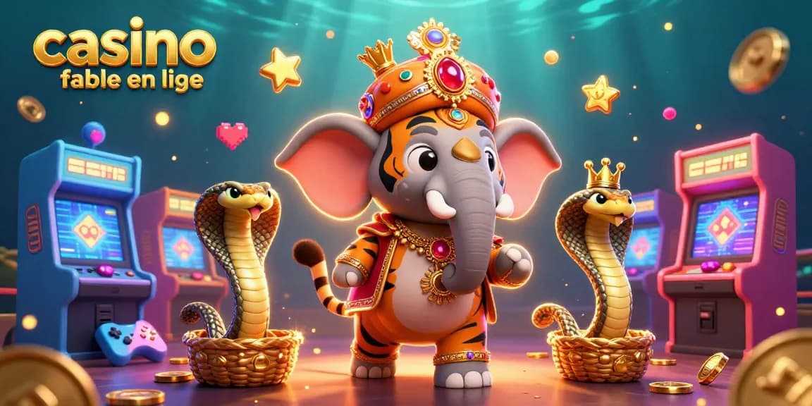 Découvrez une scène immersive avec le casino fiable en ligne, un tigre maharaja et un éléphant captivants.
