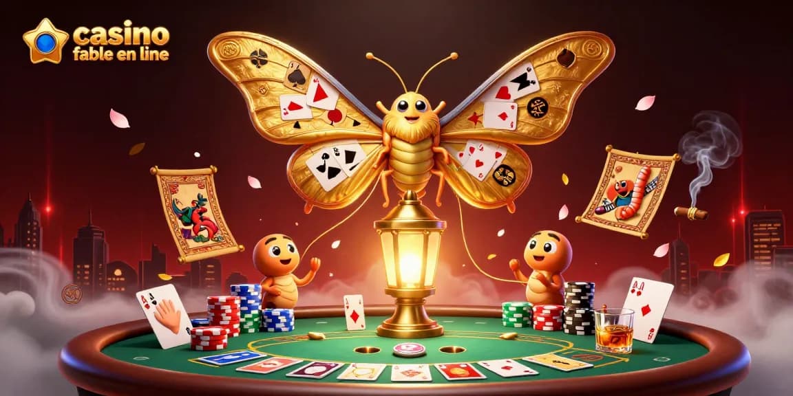 Jouez à des jeux sur un casino fiable en ligne avec des éléments de poker colorés et une ambiance enchanteresse.
