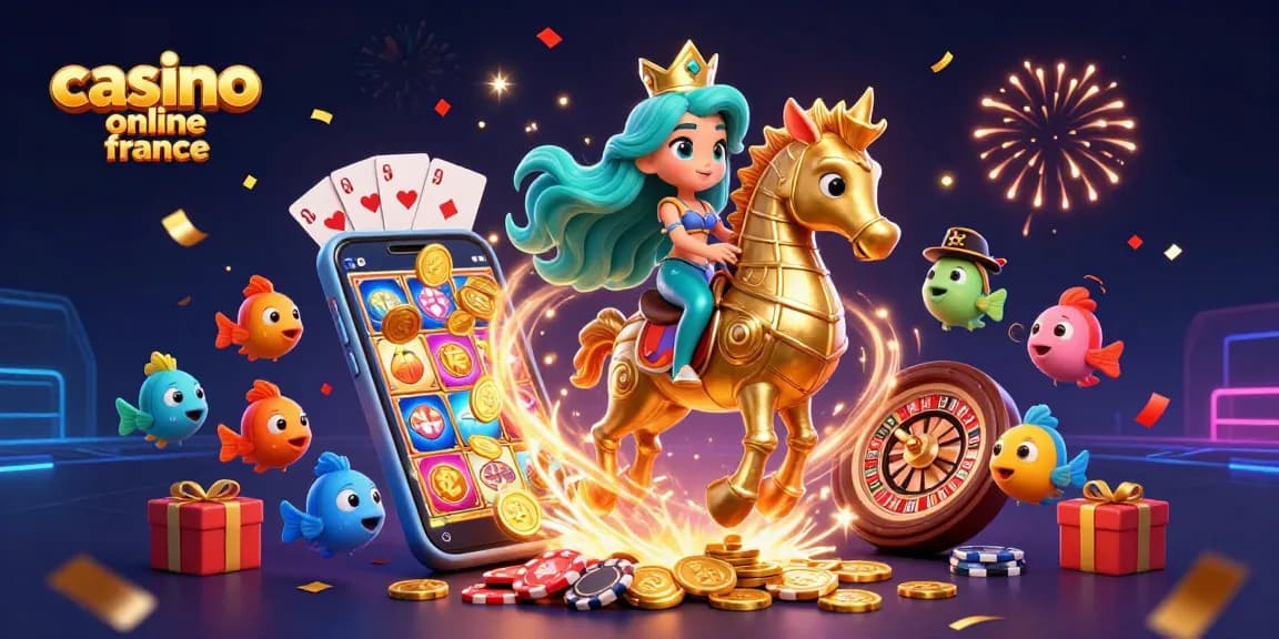 Profitez des jeux de casino en ligne France avec une fascinante sirène et un hippocampe doré.
