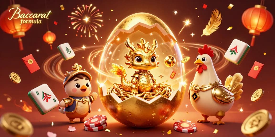 Engage with the Baccarat formula while exploring a vibrant scene featuring a golden dragon and poker chips.