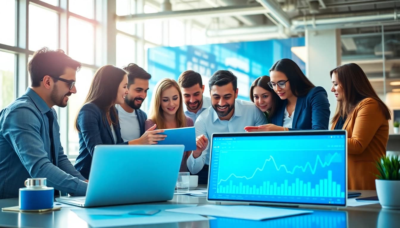 Rankingo - Zespół profesjonalistów SEO analizujących dane marketingowe w nowoczesnym biurze.