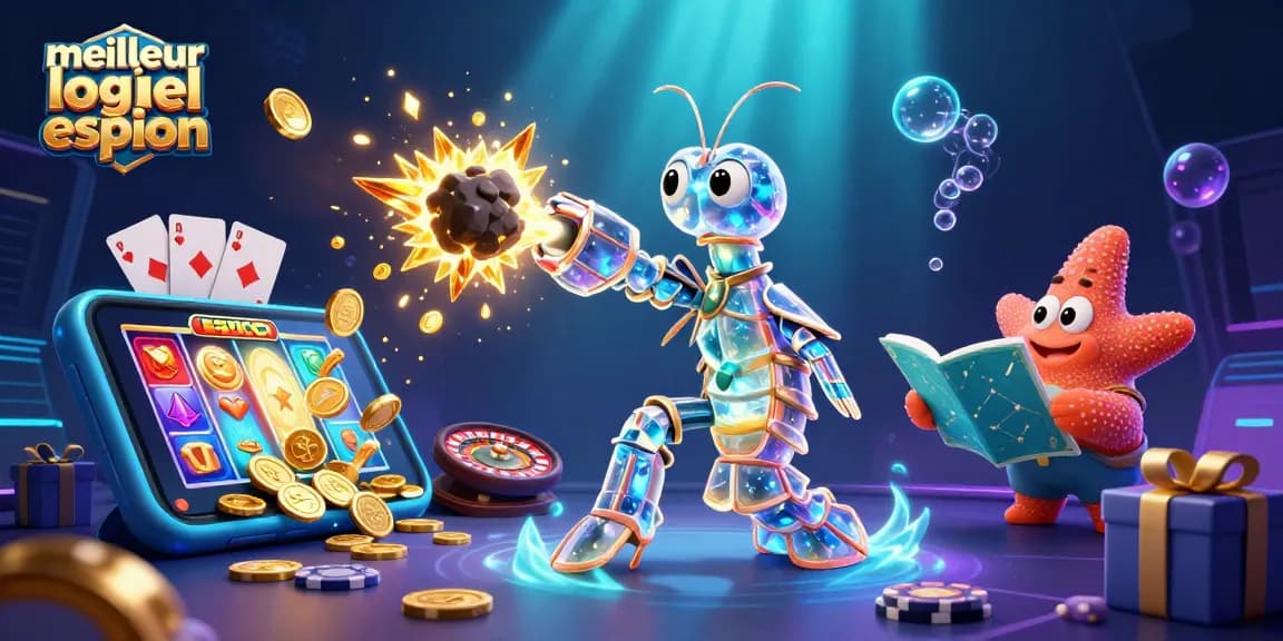 Jouez au meilleur logiciel espion avec des personnages animés, des jeux de casino et des effets colorés.