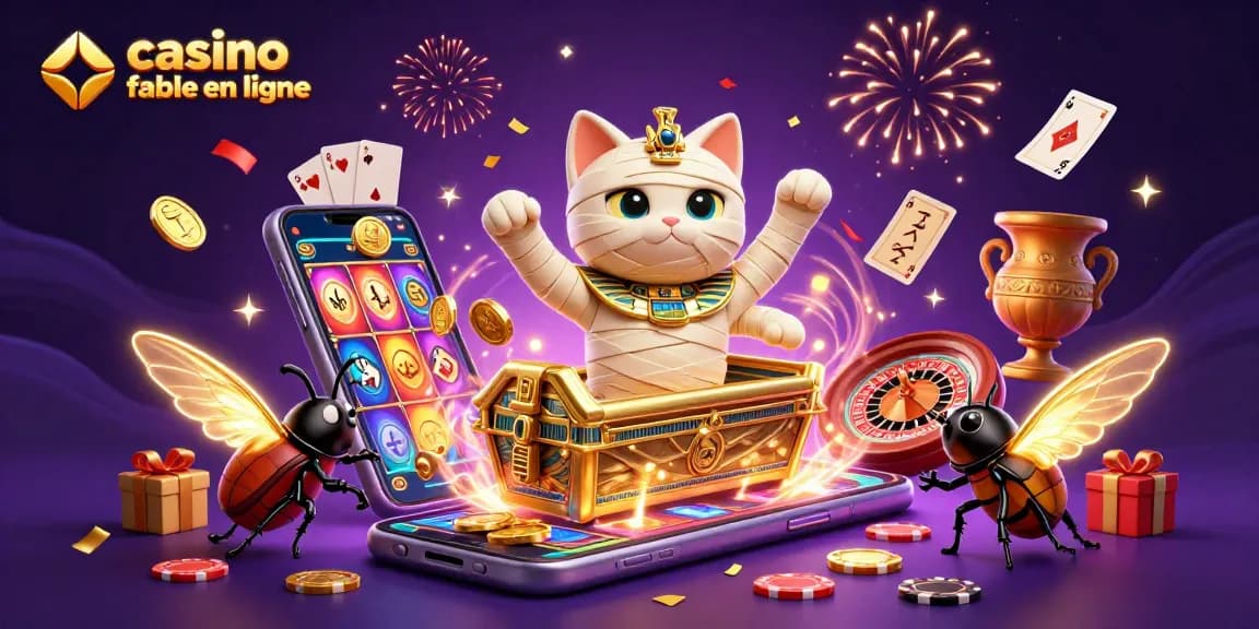 Jouez aux jeux de casino fiable en ligne avec notre illustration attrayante de jeux colorés et personnages captivants.