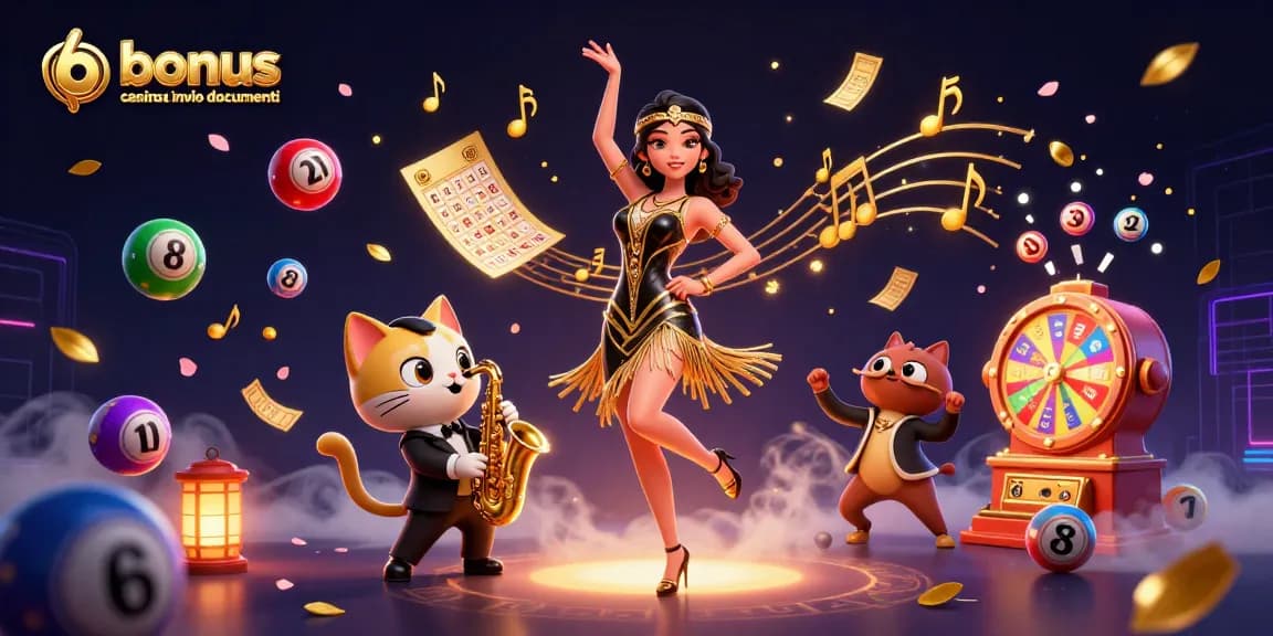 Vinci alla grande con bonus casino senza invio documenti in una vivace scena di casinò colorata in 3D.