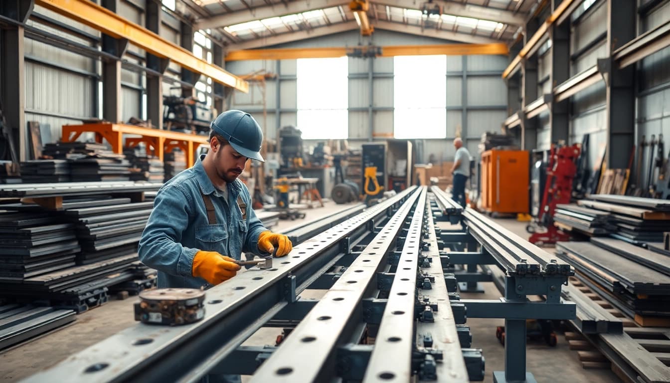 Skilled fabricators at steel fabricators near me working on structural metal components.