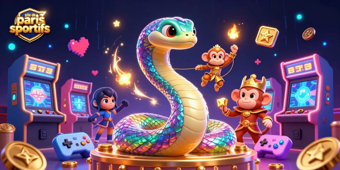 Pariez sur le site de paris sportifs avec une illustration vibrante de jeux animés et d'énergie.