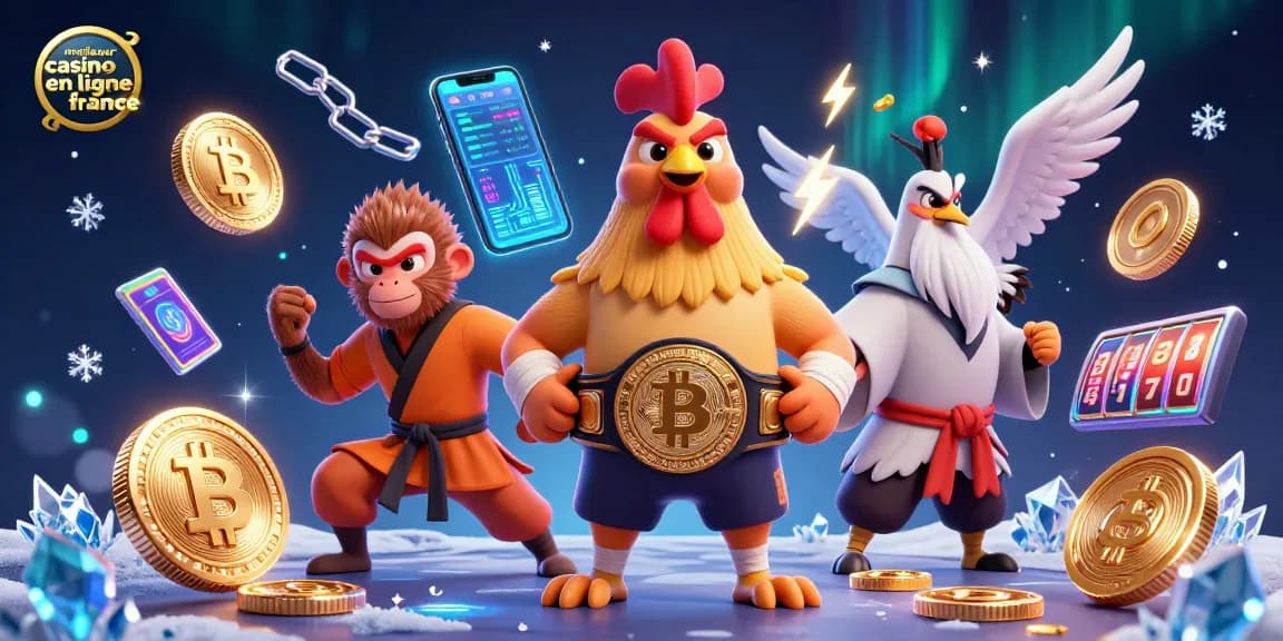 Découvrez les jeux au meilleur casino en ligne France avec un coq combattant et des pièces de crypto.