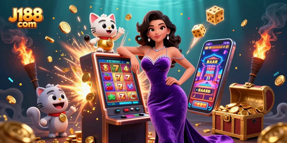 Win big with J188 com in this vibrant casino scene bursting with action and excitement!