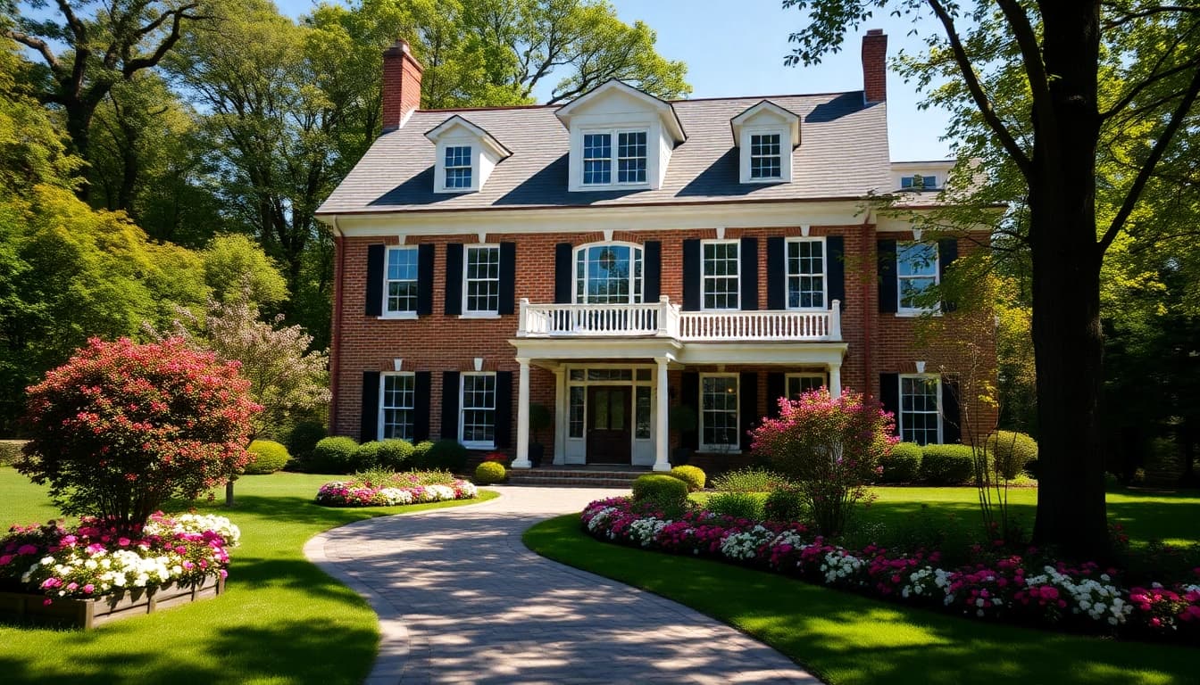 Crafting a colonial home build with stunning architecture and exquisite landscaping features.