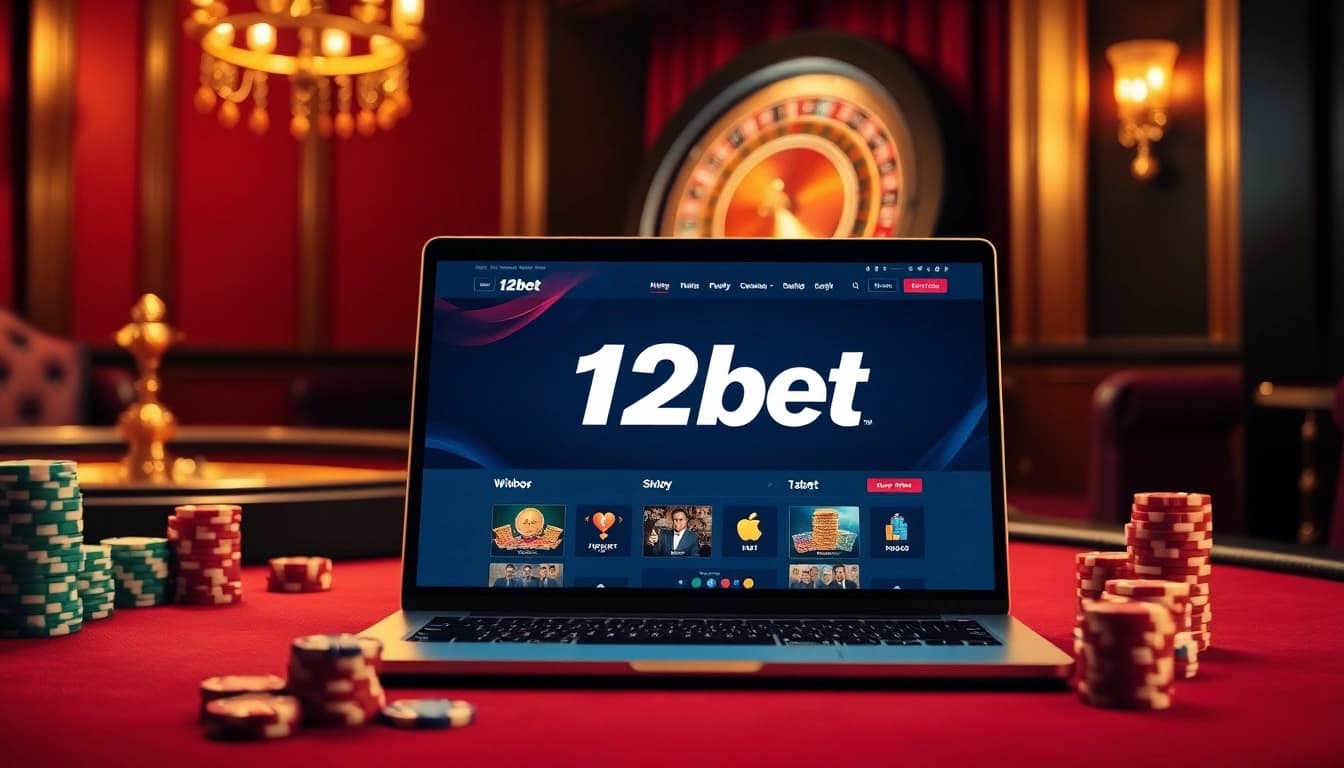 Experience the thrill of 12bet—action-packed gaming environment with vibrant casino elements.