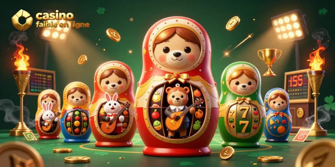 Illustration dynamique d'un casino fiable en ligne, avec des éléments de jeu captivants et une ambiance festive.