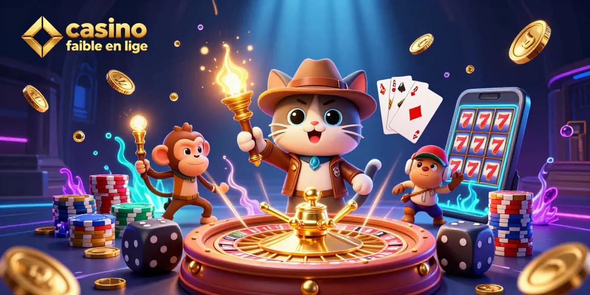 Jouez dans un casino fiable en ligne avec des personnages illustrés composant un trésor en or.