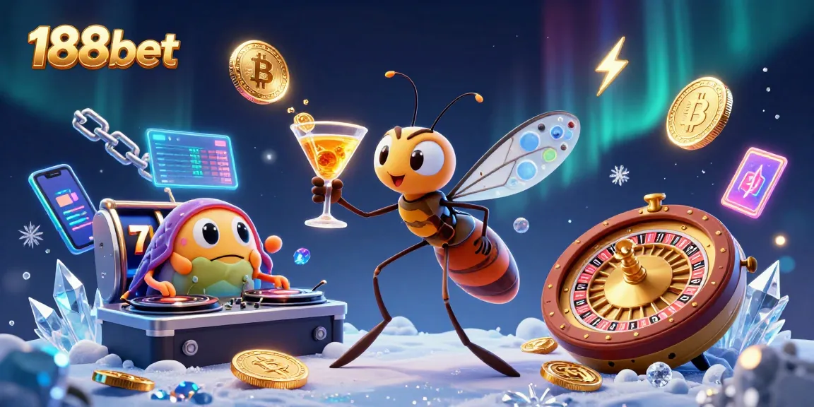 Engage with 188bet in an exciting 3D casino scene with lively characters and vibrant gaming elements.