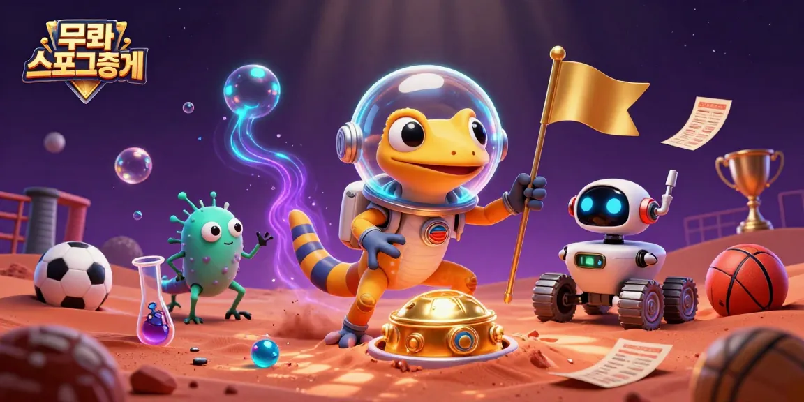 Experience 무료스포츠중계 with a Martian gecko in a vibrant space scene alongside sports betting elements.