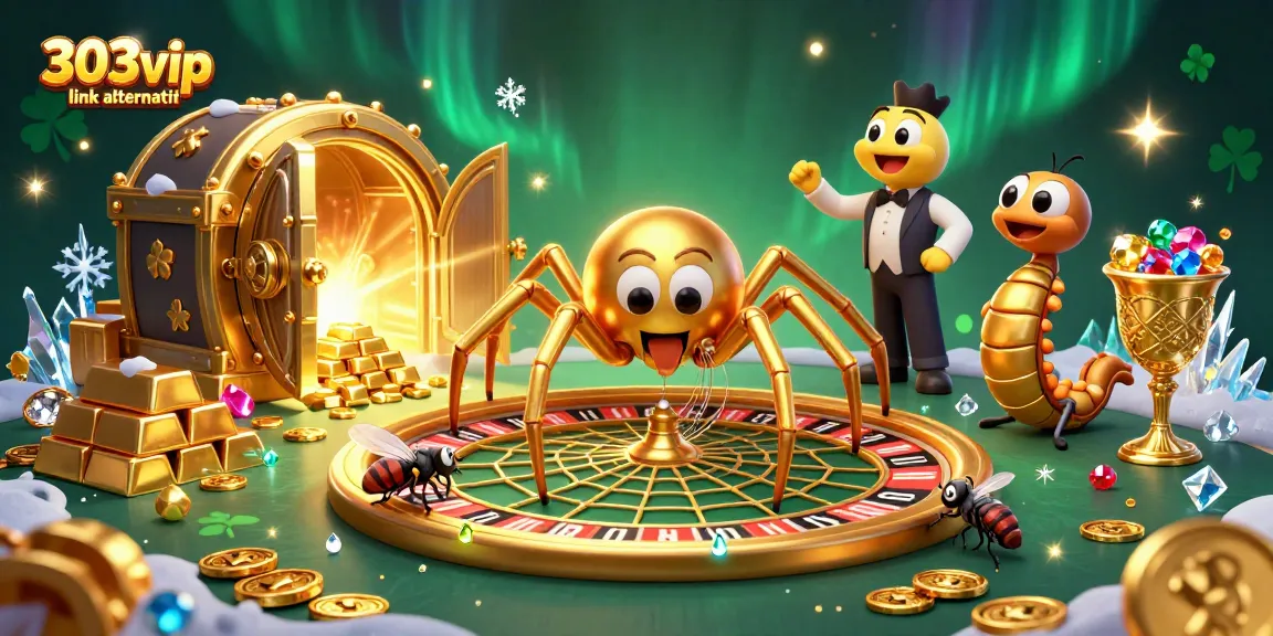 Engage with 303vip link alternatif for thrilling casino adventures featuring a golden spider at the roulette