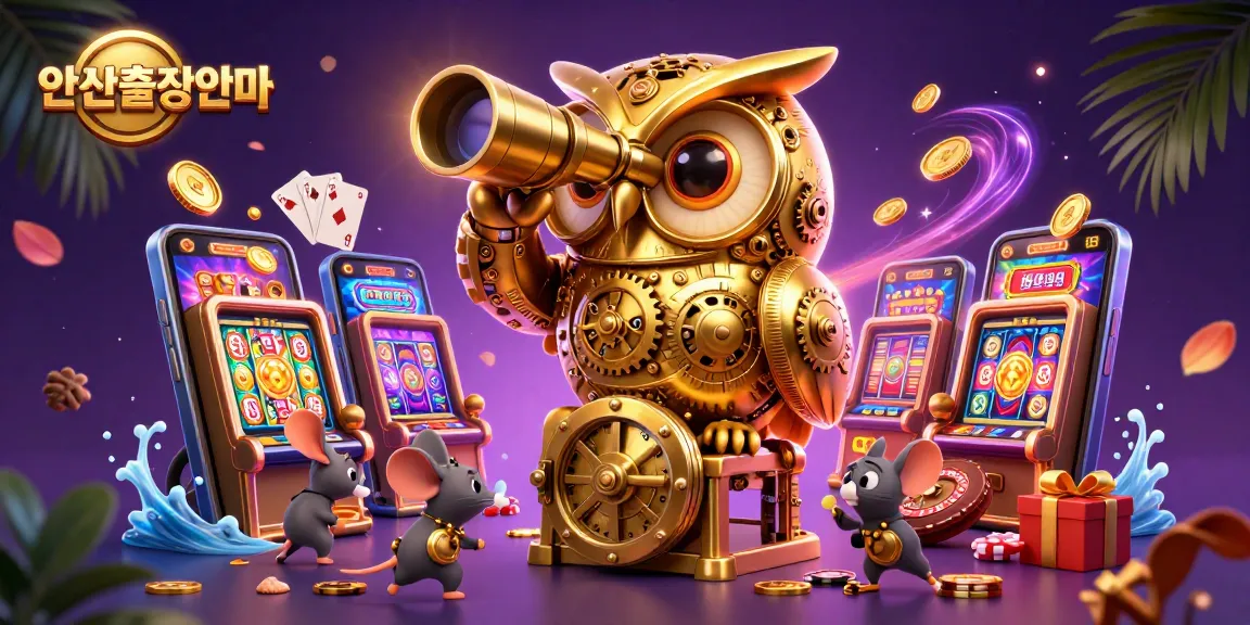 Experience excitement with 안산출장안마, featuring golden owl and animated gambling elements in 3D