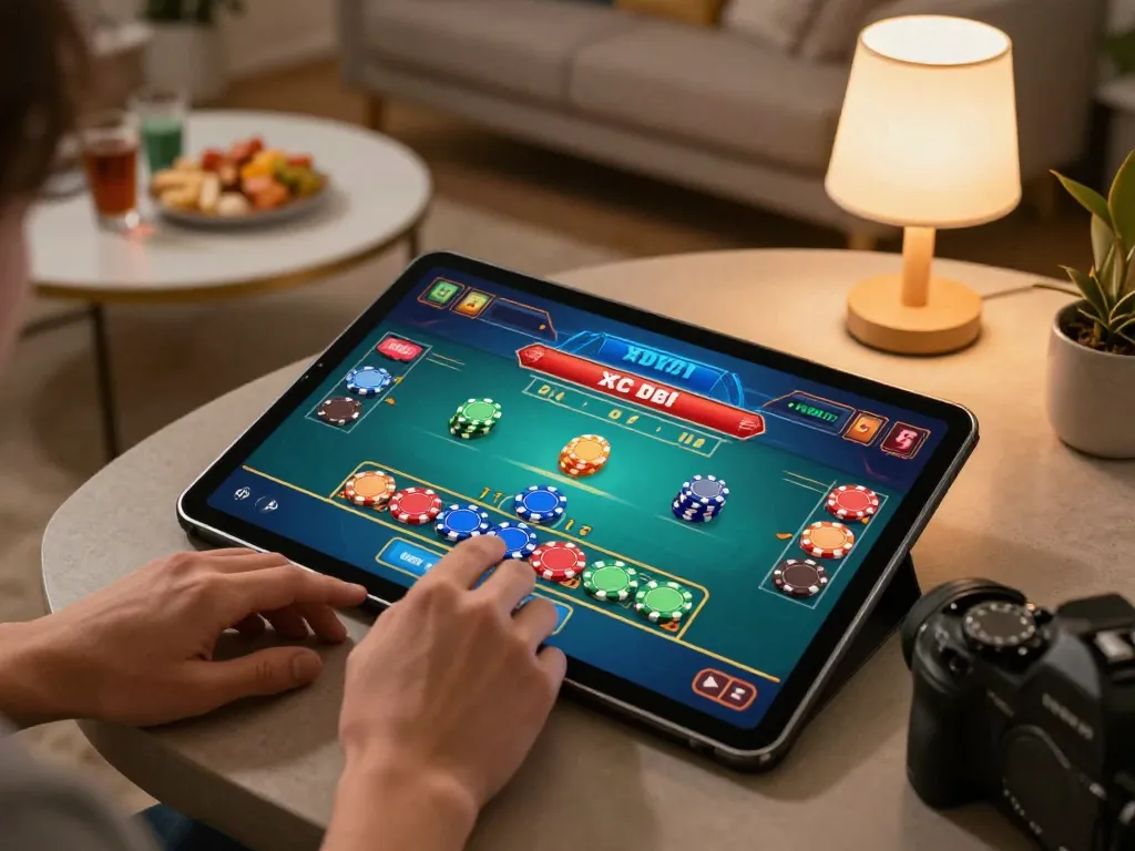 Xóc đĩa players engaging in an online game, focused on strategic betting at home
