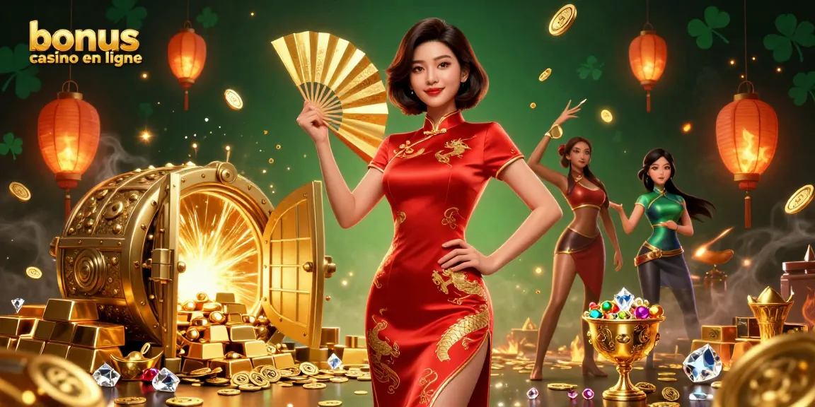 Vivez des gains incroyables avec des bonus de casino en ligne au milieu d'or vibrant et de bijoux dans une illustration 3D captivante.