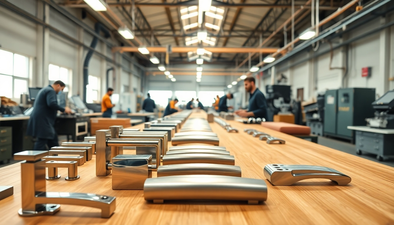 Explore the craftsmanship of Door Handle Manufacturers creating stylish designs in a modern factory.