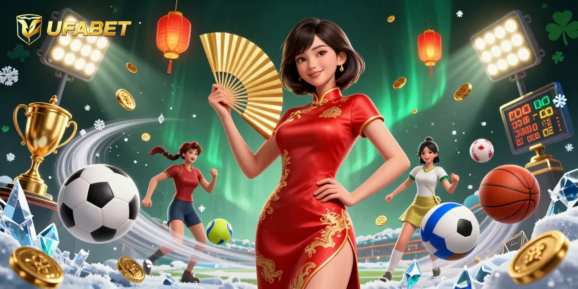 Experience engaging betting action with UFABET, featuring a stylish Asian woman in casino scene.