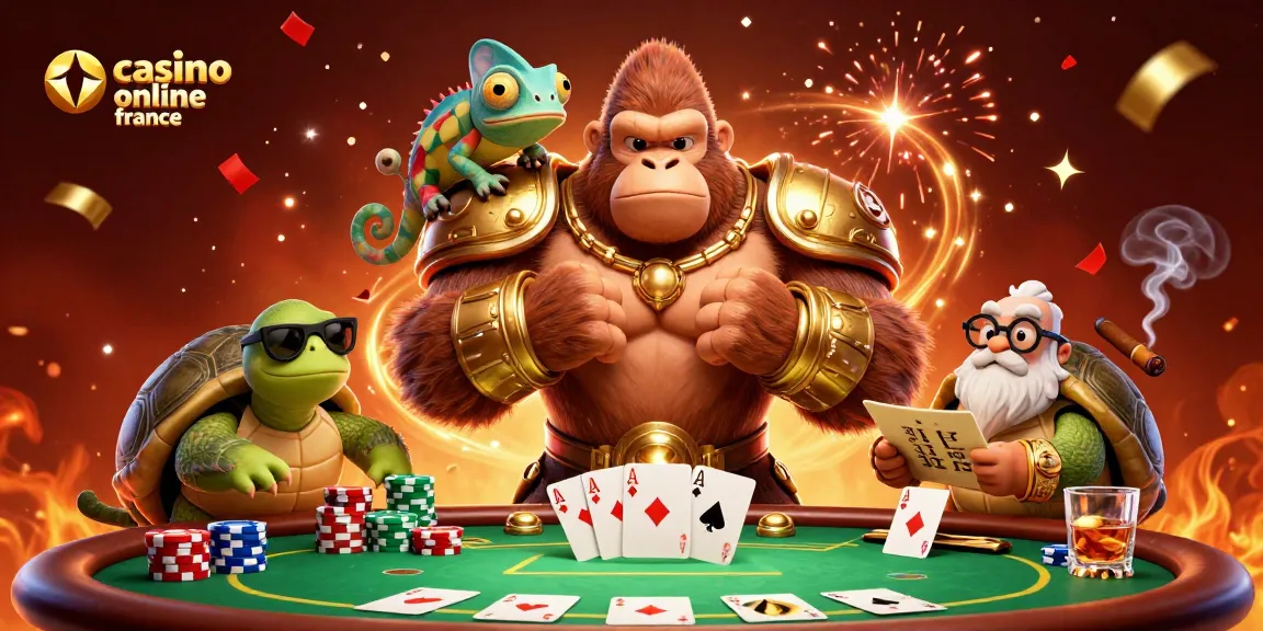 Jouer au casino en ligne France avec un gorille puissant, un caméléon rusé et une tortue sage.