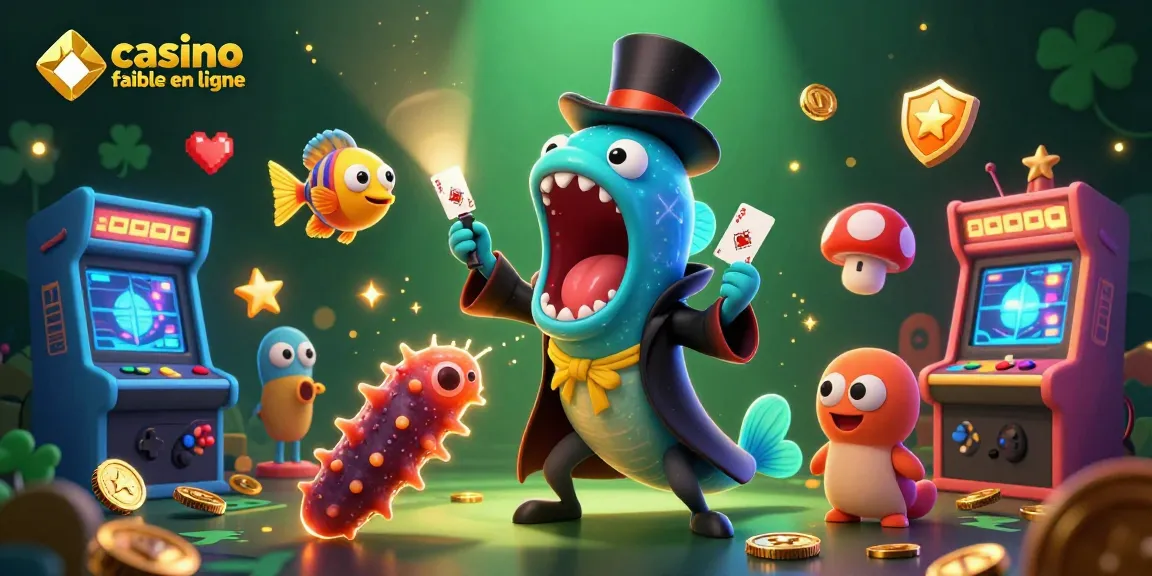 Illustration dynamique évoquant casino fiable en ligne, où une anguille fait des tours de magie.
