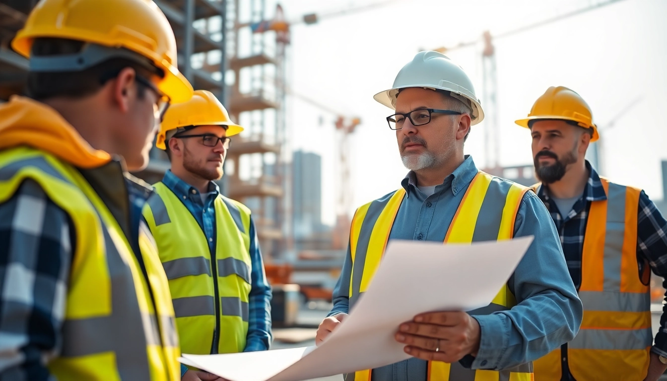 Manhattan Commercial General Contractor at work discussing a construction project with a team.