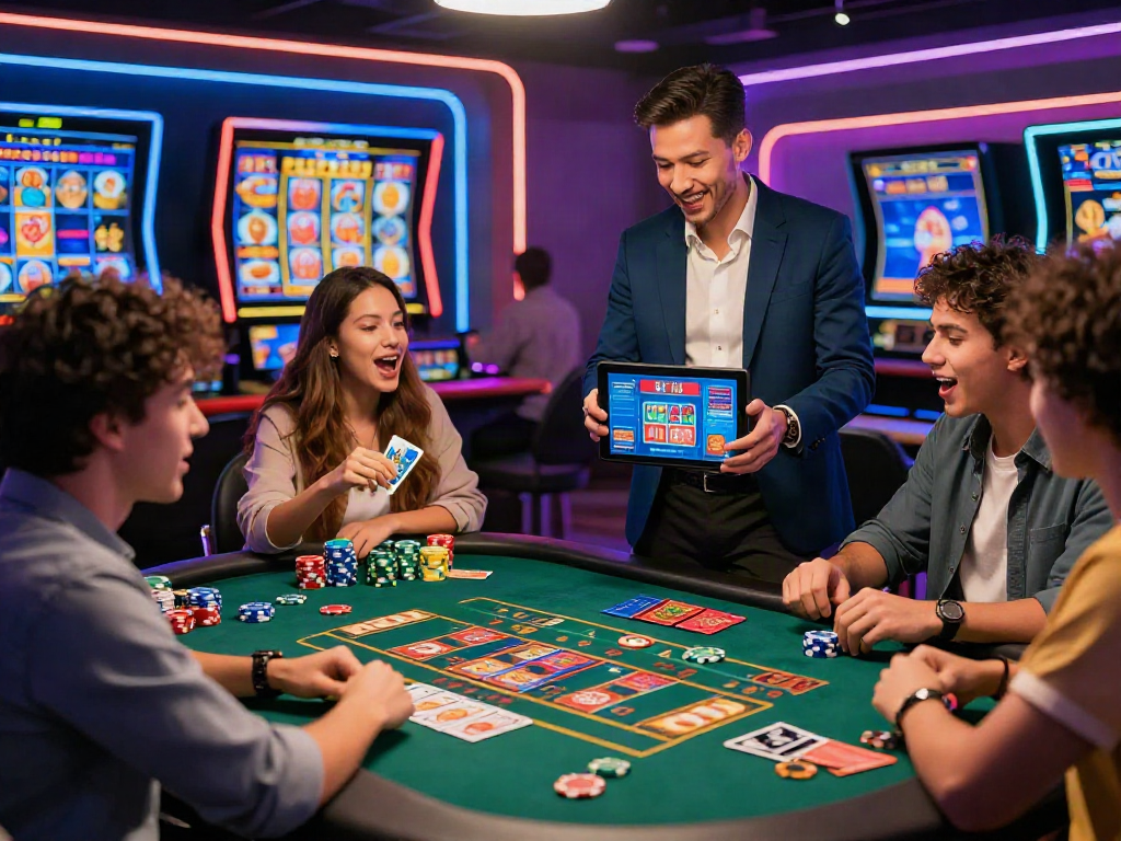 Exciting judi casino online experience with diverse players and vibrant virtual gaming table.
