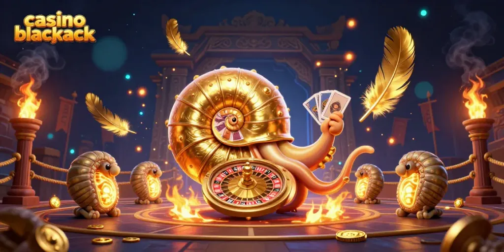 Jugar al blackjack de casino con cartas en una mesa vibrante llena de oro y energía.