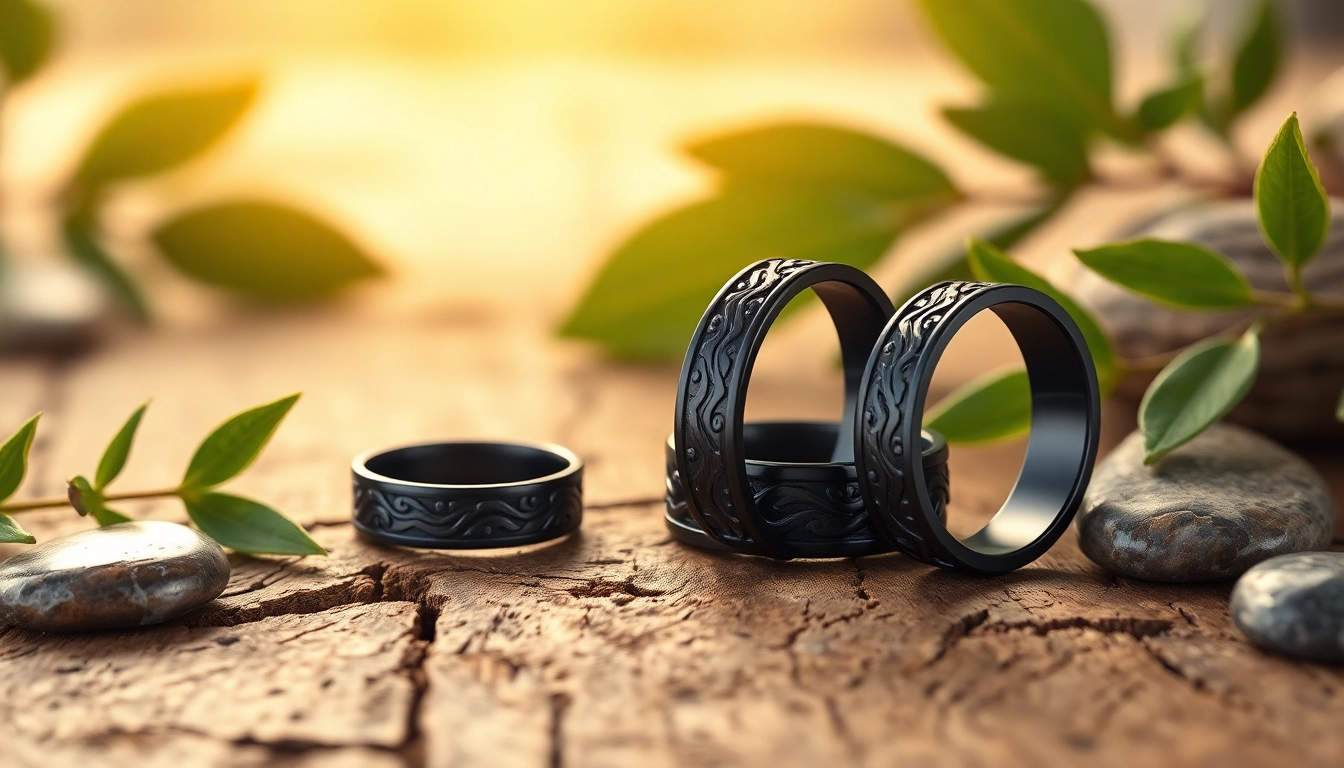 Showcasing luxurious Black Zirconium Rings with a smooth finish and elegant designs.