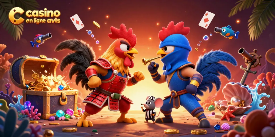 Évaluez les casinos en ligne avec notre illustration engageante "avis casino en ligne" illustrant une bataille palpitante.