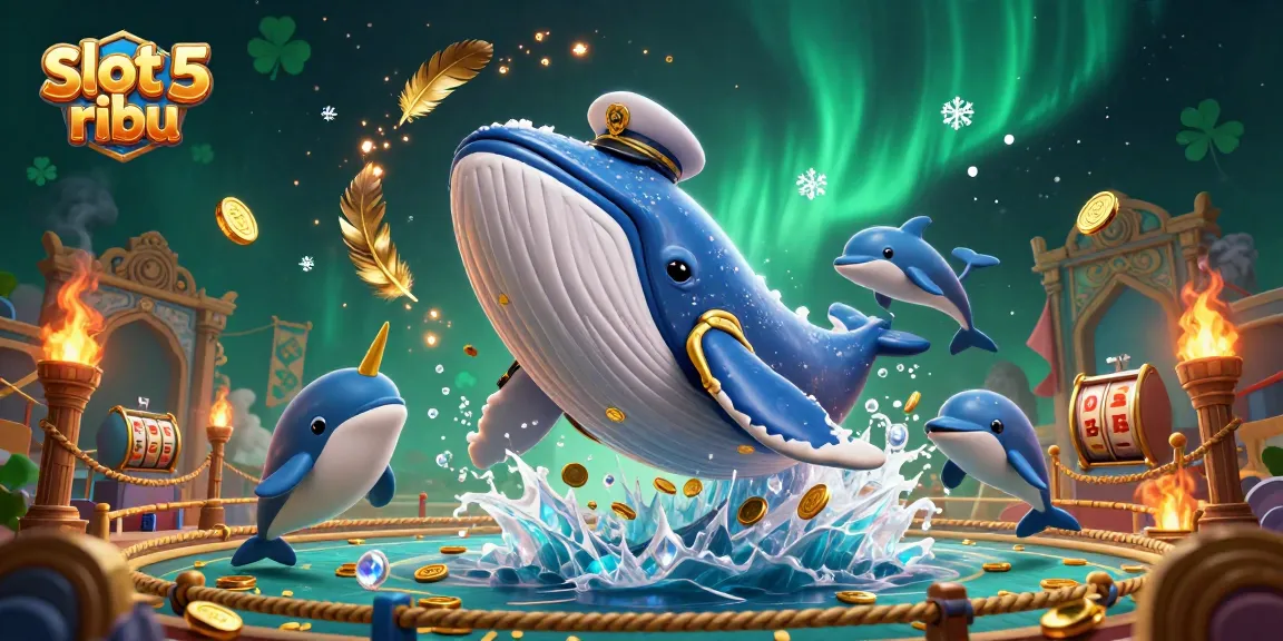 Experience thrilling jackpots with slot 5 ribu amidst a whimsical scene of cartoon marine life.