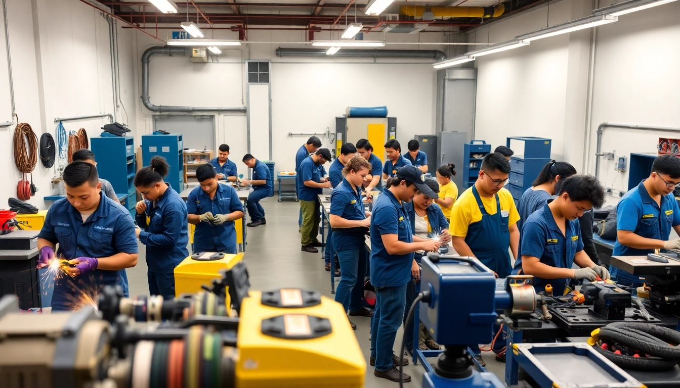 Students actively engaged in practical training at trade schools Oahu workshops.
