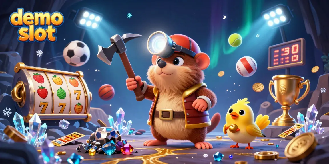 Engage with the exciting demo slot experience featuring a treasure hunter mole and vibrant game elements.