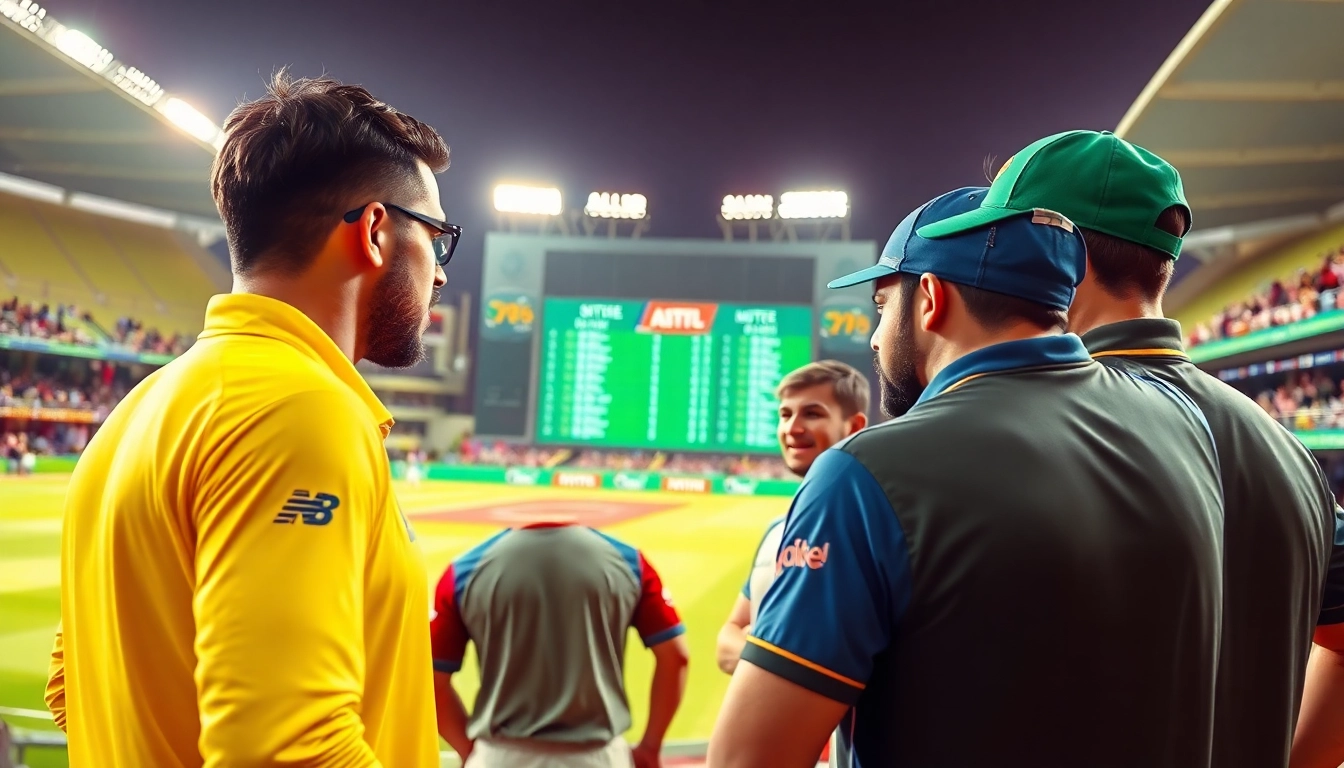 Engaged cricket analysts examine ipl match win prediction strategies during an energetic match.