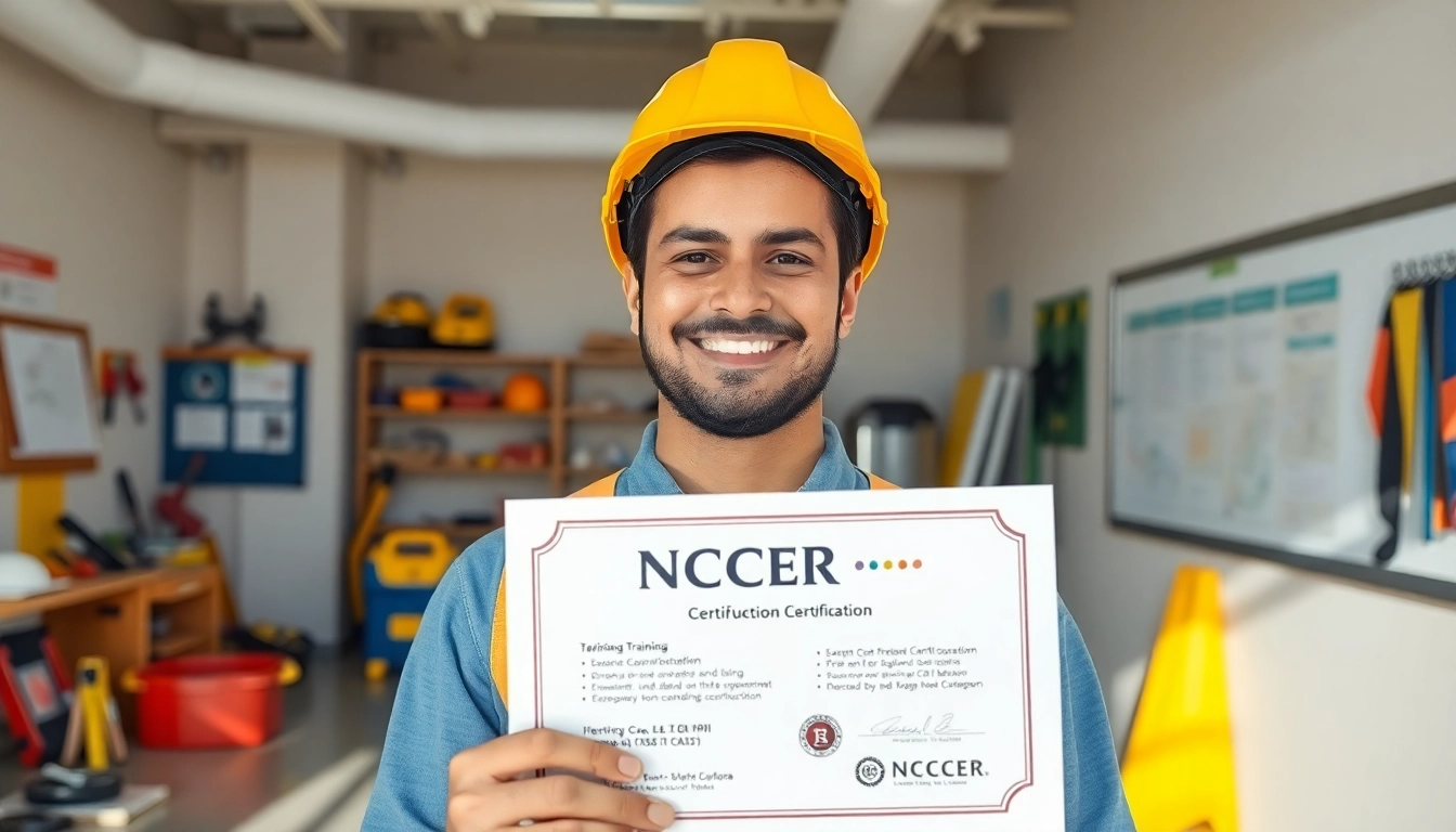 Celebrate obtaining the NCCER certification with a proud professional in a training environment.