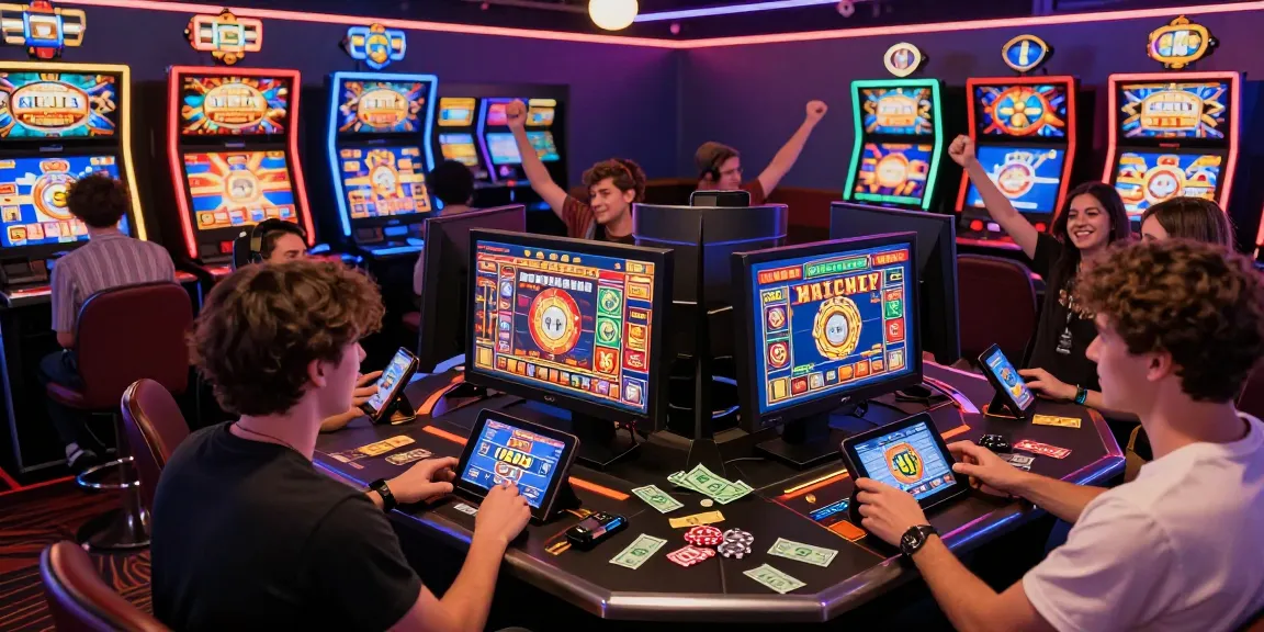 Exciting players enjoying various slot games in a vibrant online casino environment.
