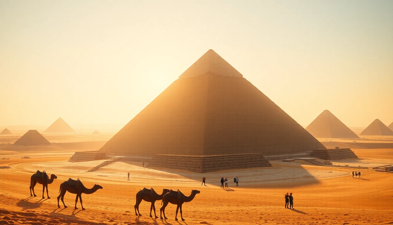Piraminds showcased with stunning detail, highlighting the grandeur of the Great Pyramid of Giza.