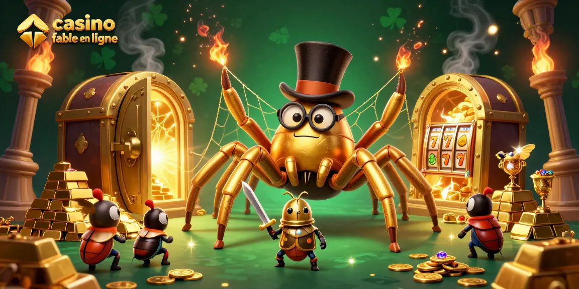 Plongez dans l'univers des jeux avec un casino fiable en ligne, où une araignée dorée et un chevalier scarabée se rencontrent.