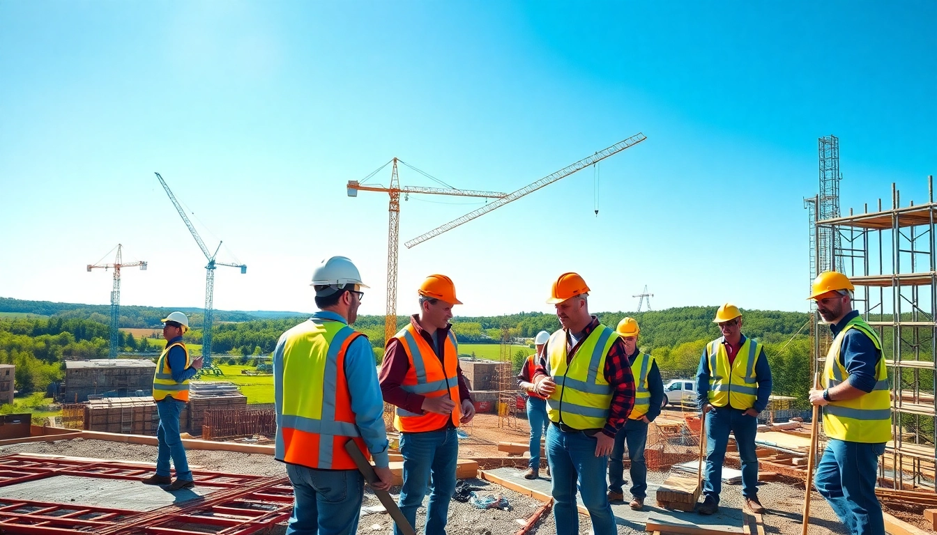 Engaged Carolinas construction workers collaborating at a busy building site.