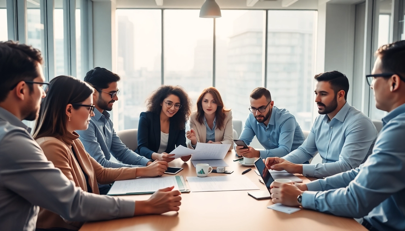 Discussing contracts and grants during a strategic business meeting in a modern office.