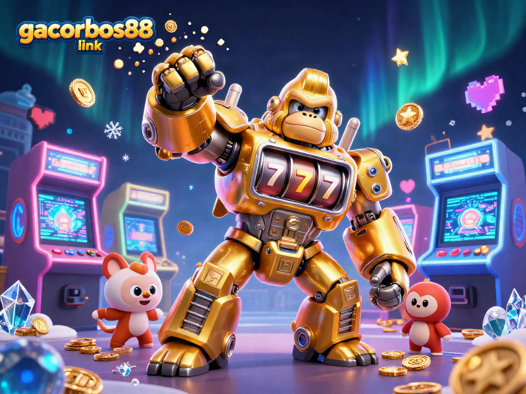 Experience winning with gacorbos88 link in this vibrant casino-themed illustration.